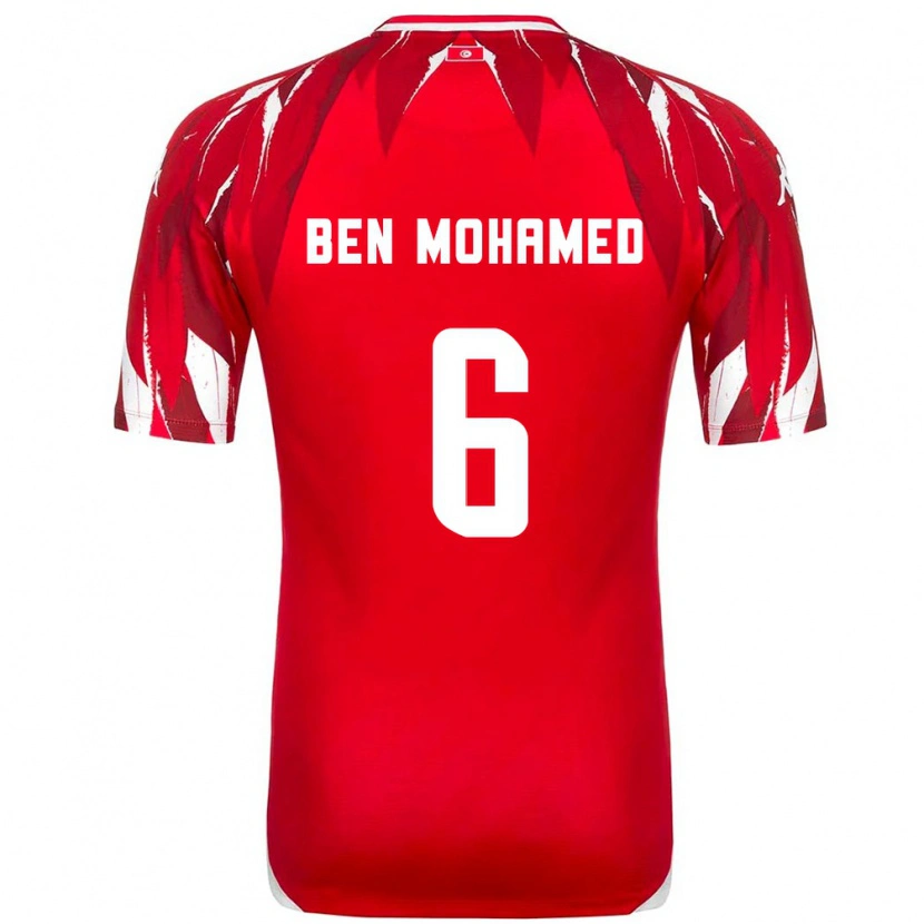 DanxenメンズチュニジアAmir Ben Mohamed#6赤 白アウェイシャツ26-28ジャージーユニフォーム