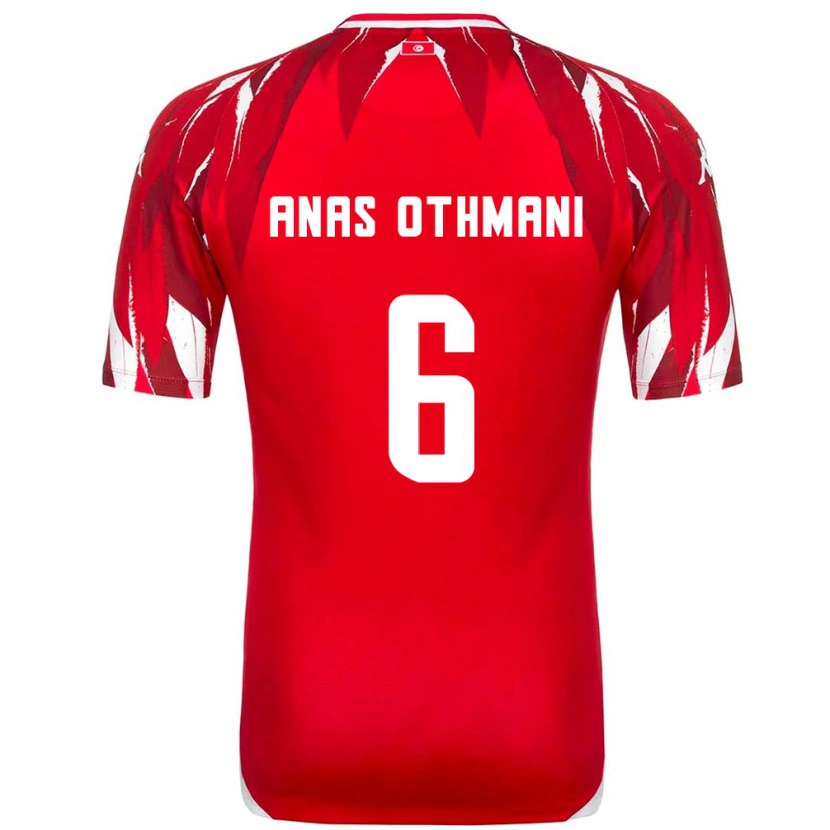 DanxenメンズチュニジアMohamed Anas Othmani#6赤 白アウェイシャツ26-28ジャージーユニフォーム