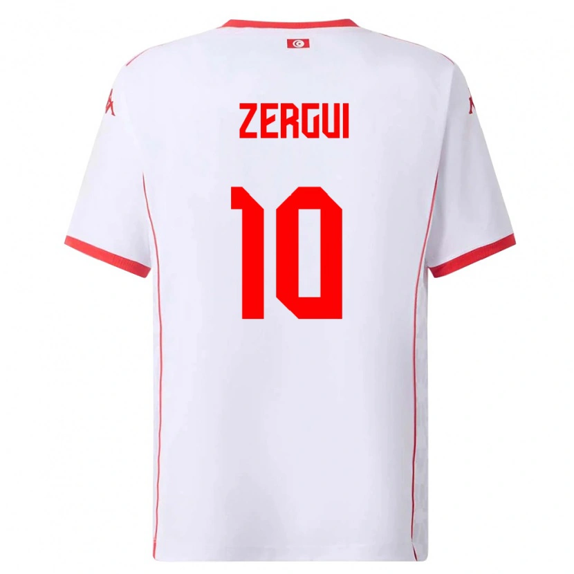 DanxenメンズチュニジアAmenallah Zergui#10白 赤アウェイシャツ26-28ジャージーユニフォーム