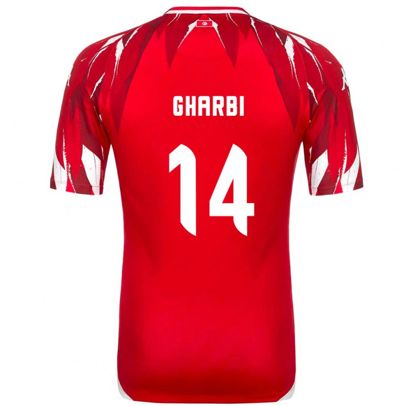 DanxenメンズチュニジアMoncef Gharbi#14赤 白アウェイシャツ26-28ジャージーユニフォーム