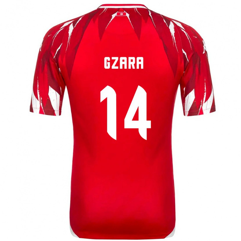 DanxenメンズチュニジアAhmed Gzara#14赤 白アウェイシャツ26-28ジャージーユニフォーム