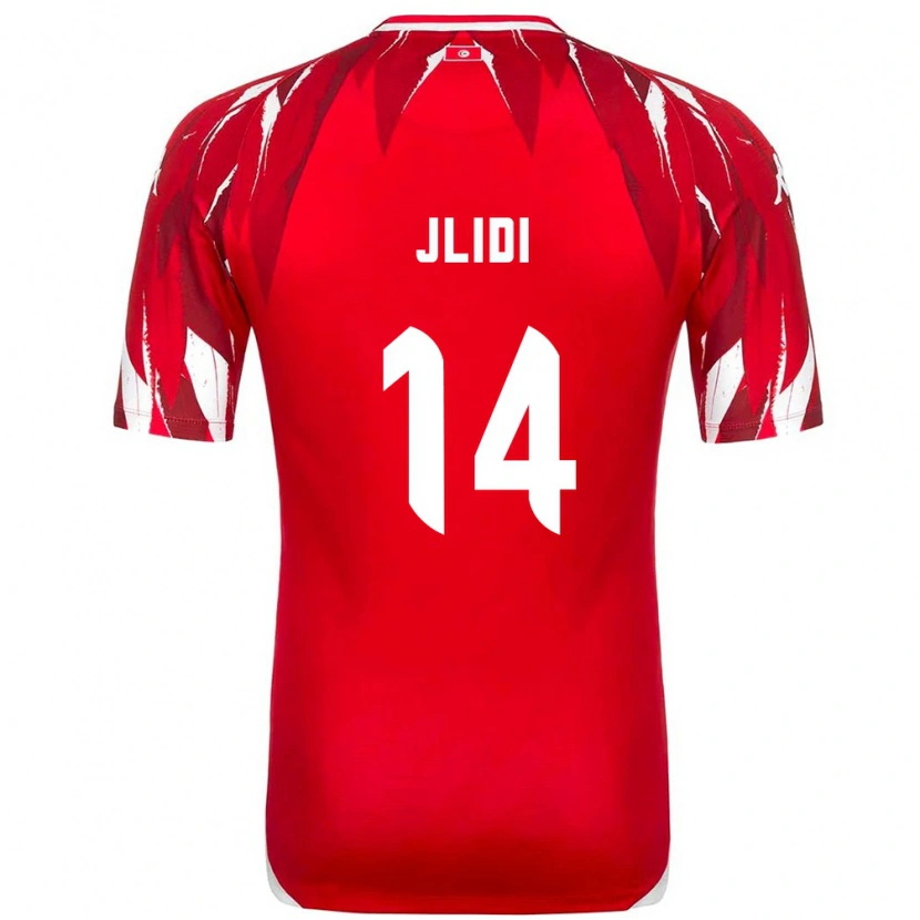 DanxenメンズチュニジアYahia Jlidi#14赤 白アウェイシャツ26-28ジャージーユニフォーム