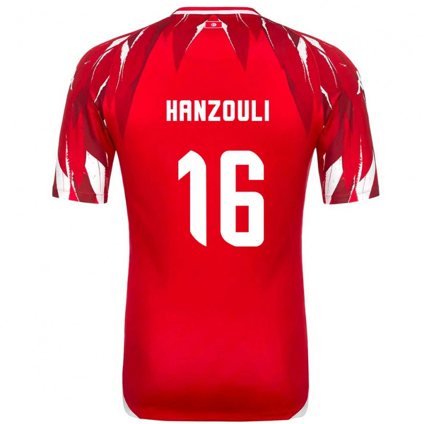 DanxenメンズチュニジアMoatez Hanzouli#16赤 白アウェイシャツ26-28ジャージーユニフォーム