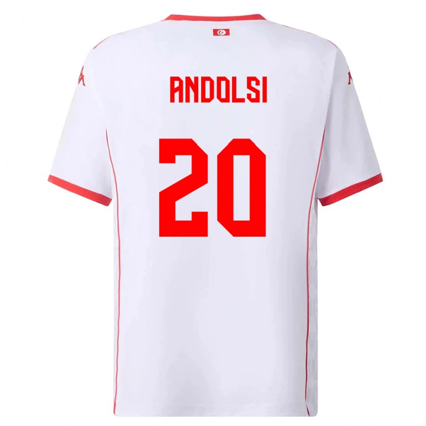 DanxenメンズチュニジアYoussef Andolsi#20白 赤アウェイシャツ26-28ジャージーユニフォーム