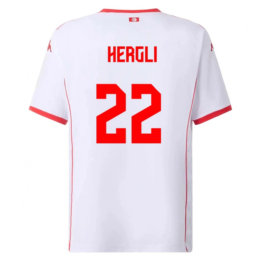 DanxenメンズチュニジアSaid Hergli#22白 赤アウェイシャツ26-28ジャージーユニフォーム