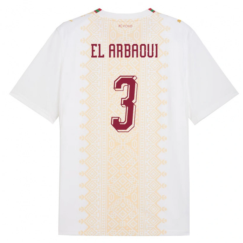 DanxenメンズモロッコIlyas El Arbaoui#3白 金 赤アウェイシャツ26-28ジャージーユニフォーム