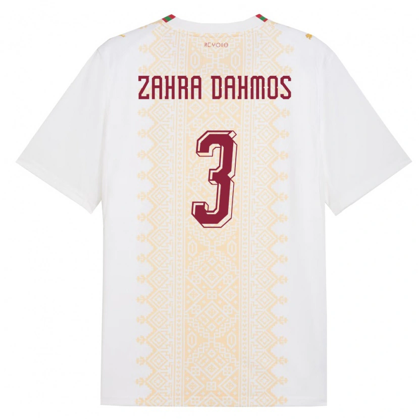 Danxenメンズモロッコファティマ・ザーラ・ダーモス#3白 金 赤アウェイシャツ26-28ジャージーユニフォーム