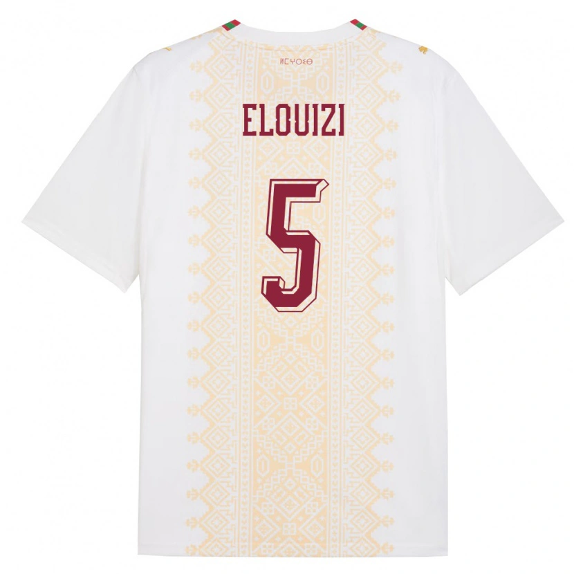 DanxenメンズモロッコYahya Elouizi#5白 金 赤アウェイシャツ26-28ジャージーユニフォーム
