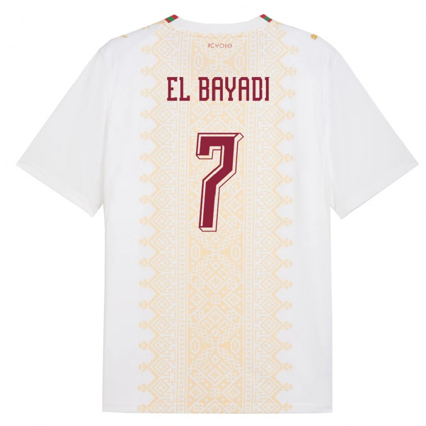 DanxenメンズモロッコYones El Bayadi#7白 金 赤アウェイシャツ26-28ジャージーユニフォーム
