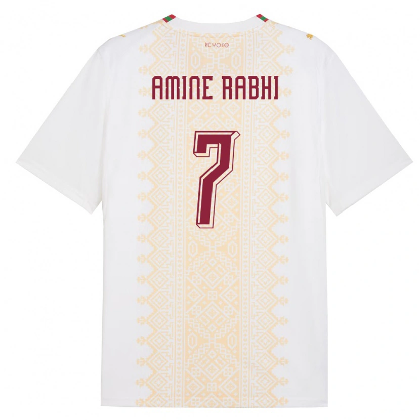 DanxenメンズモロッコMohamed Amine Rabhi#7白 金 赤アウェイシャツ26-28ジャージーユニフォーム