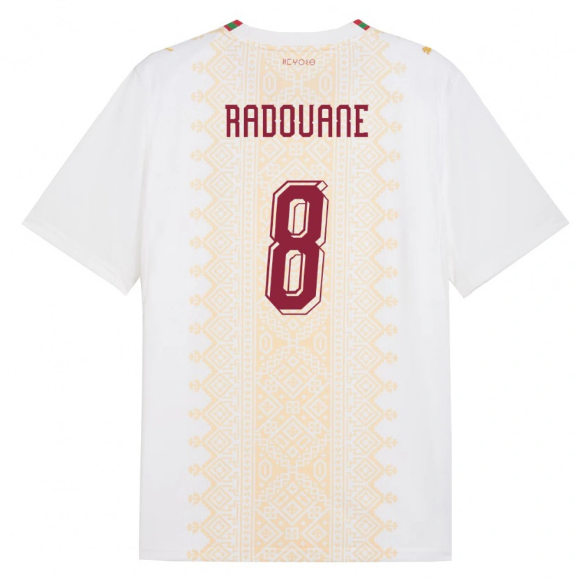 DanxenメンズモロッコMohamed Radouane#8白 金 赤アウェイシャツ26-28ジャージーユニフォーム