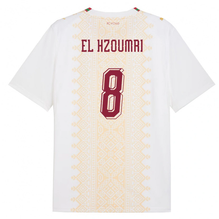 DanxenメンズモロッコYahya El Hzoumri#8白 金 赤アウェイシャツ26-28ジャージーユニフォーム