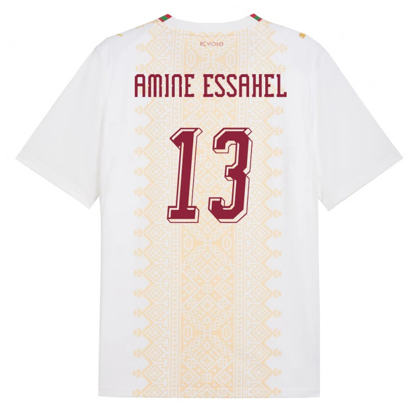 DanxenメンズモロッコMohamed Amine Essahel#13白 金 赤アウェイシャツ26-28ジャージーユニフォーム