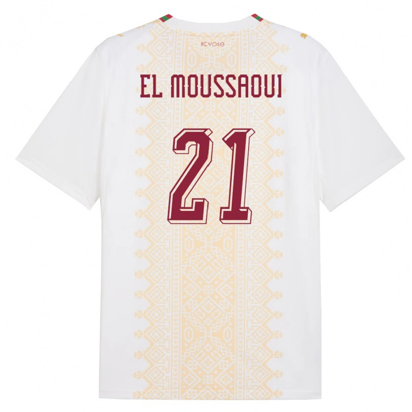 DanxenメンズモロッコTajeddine El Moussaoui#21白 金 赤アウェイシャツ26-28ジャージーユニフォーム