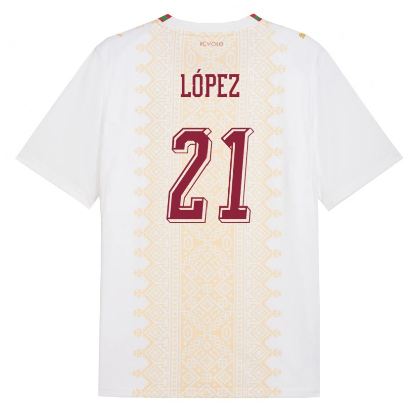 DanxenメンズモロッコMani López#21白 金 赤アウェイシャツ26-28ジャージーユニフォーム