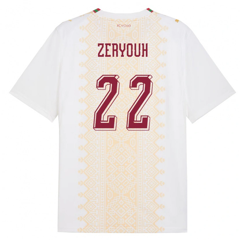 DanxenメンズモロッコNaoufal Zeryouh#22白 金 赤アウェイシャツ26-28ジャージーユニフォーム