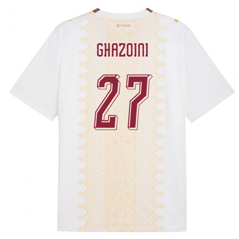Danxenメンズモロッコアミン・ガゾイニ#27白 金 赤アウェイシャツ26-28ジャージーユニフォーム