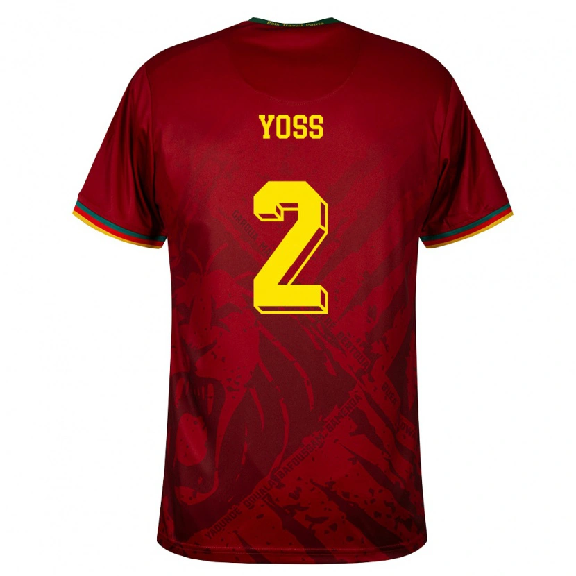 DanxenメンズカメルーンMarc René Bandeleck Yoss#2ディープレッド 緑 黄アウェイシャツ26-28ジャージーユニフォーム