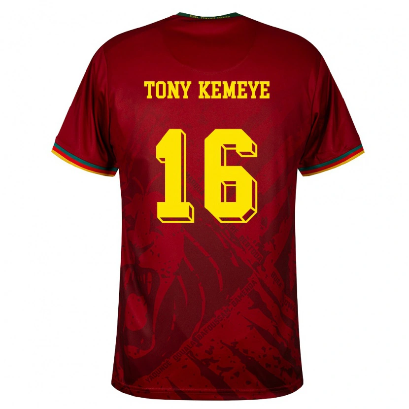 DanxenメンズカメルーンTony Beria Wabo Kemeye#16ディープレッド 緑 黄アウェイシャツ26-28ジャージーユニフォーム