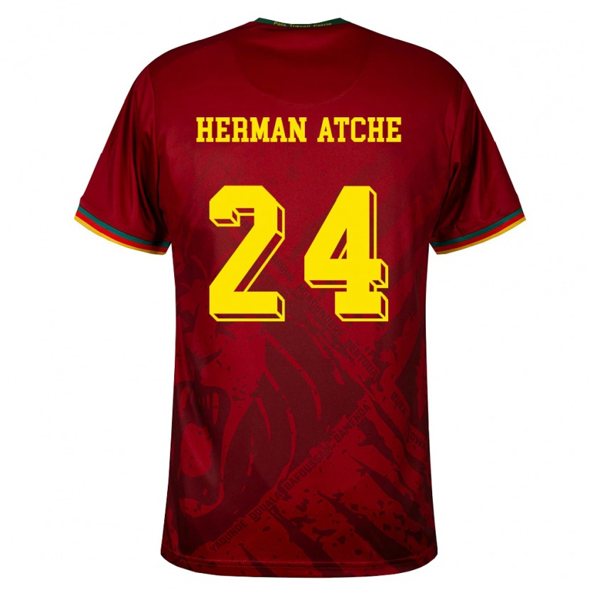 DanxenメンズカメルーンMiguel Herman Atche#24ディープレッド 緑 黄アウェイシャツ26-28ジャージーユニフォーム