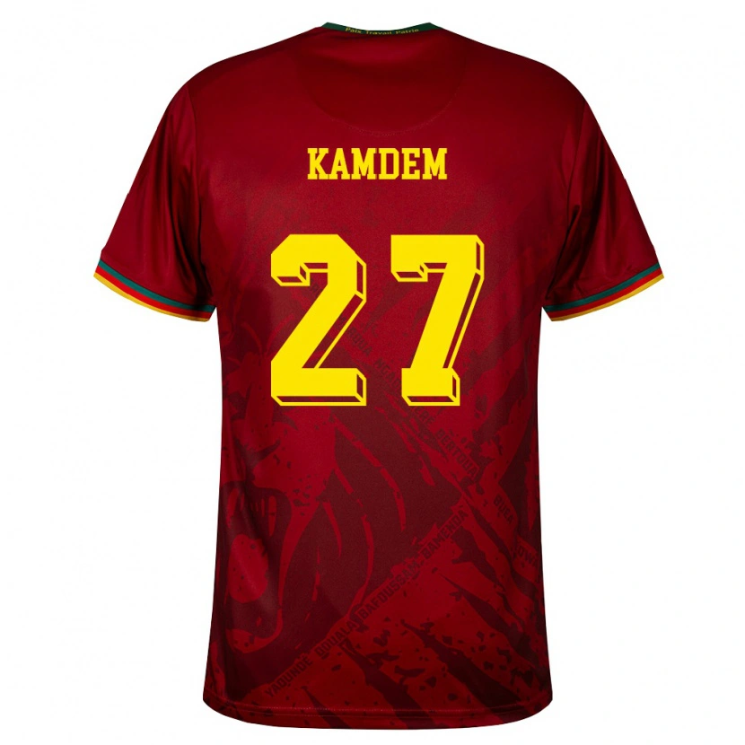 DanxenメンズカメルーンArnold Maël Kamdem#27ディープレッド 緑 黄アウェイシャツ26-28ジャージーユニフォーム
