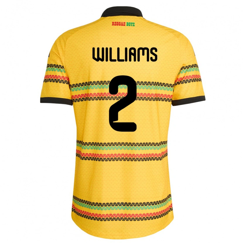 DanxenレディースジャマイカJavin Amani Williams#2黄 黒 緑ホームシャツ26-28ジャージーユニフォーム