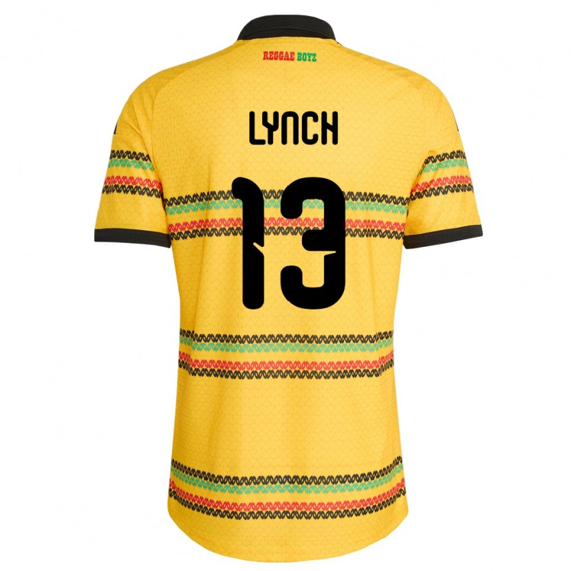 DanxenレディースジャマイカTaywane Lynch#13黄 黒 緑ホームシャツ26-28ジャージーユニフォーム