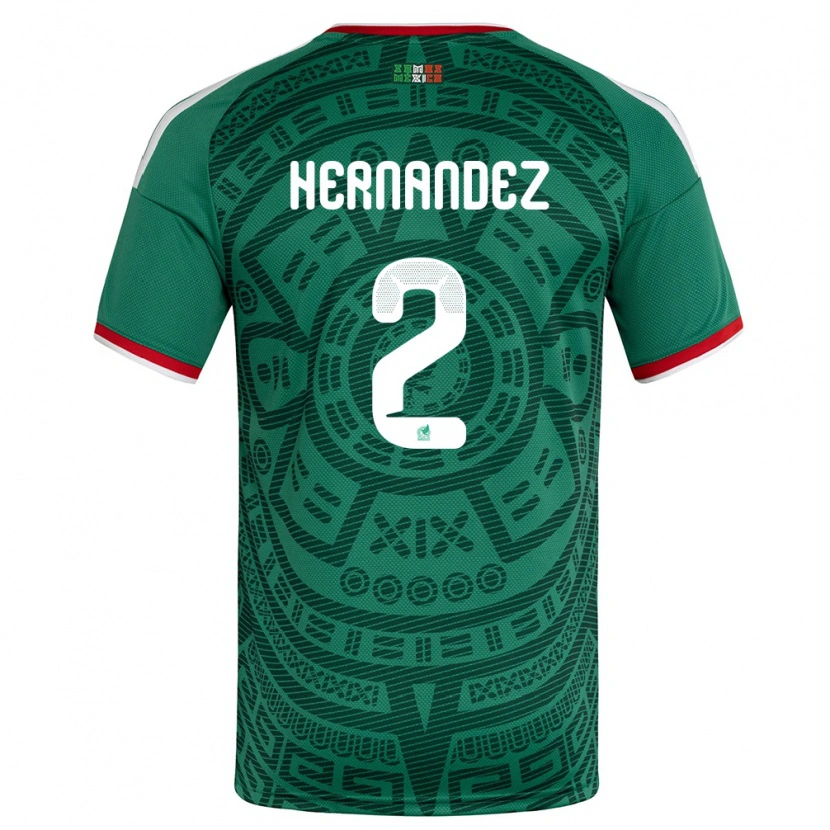 Danxenレディースメキシコアラン・ヘルナンデス#2緑 白 赤ホームシャツ26-28ジャージーユニフォーム