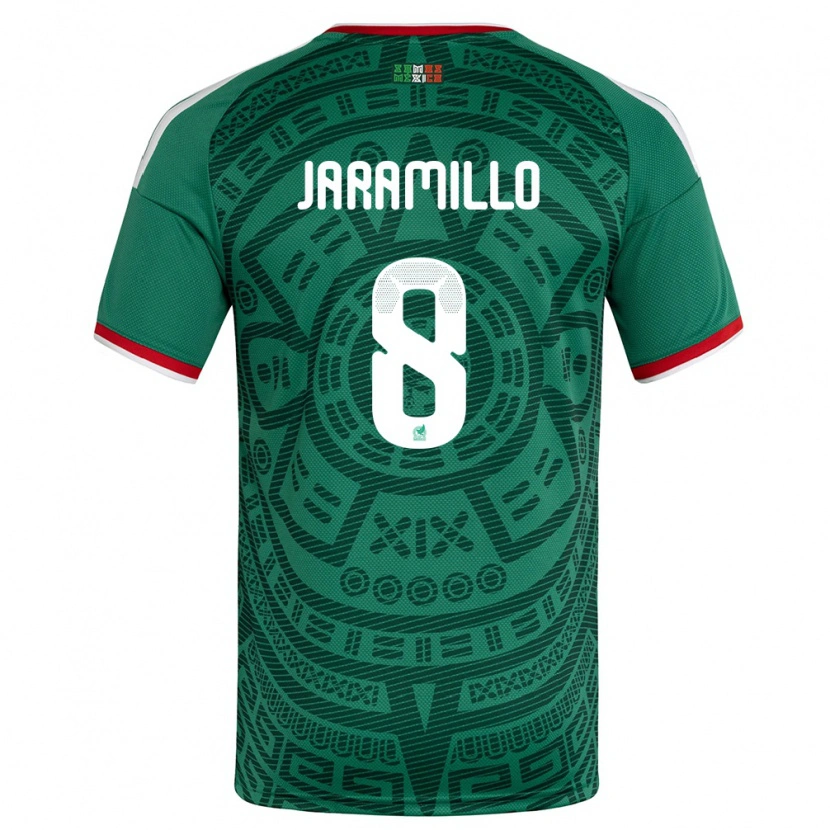 Danxenレディースメキシコカロリーナ・ジャラミロ#8緑 白 赤ホームシャツ26-28ジャージーユニフォーム