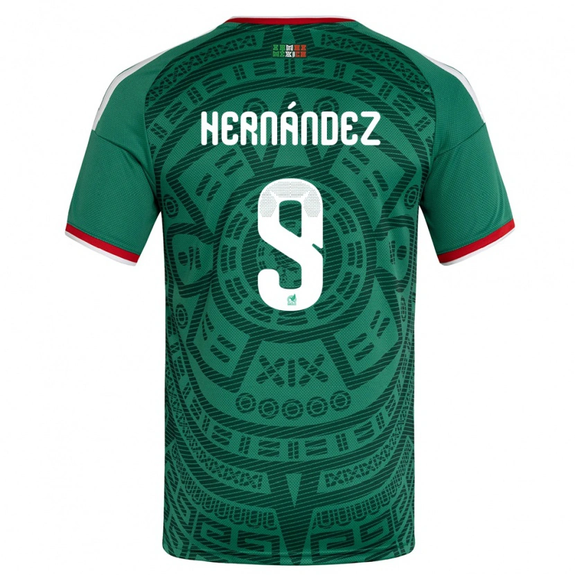 Danxenレディースメキシコイエス・ヘルナンデス#9緑 白 赤ホームシャツ26-28ジャージーユニフォーム