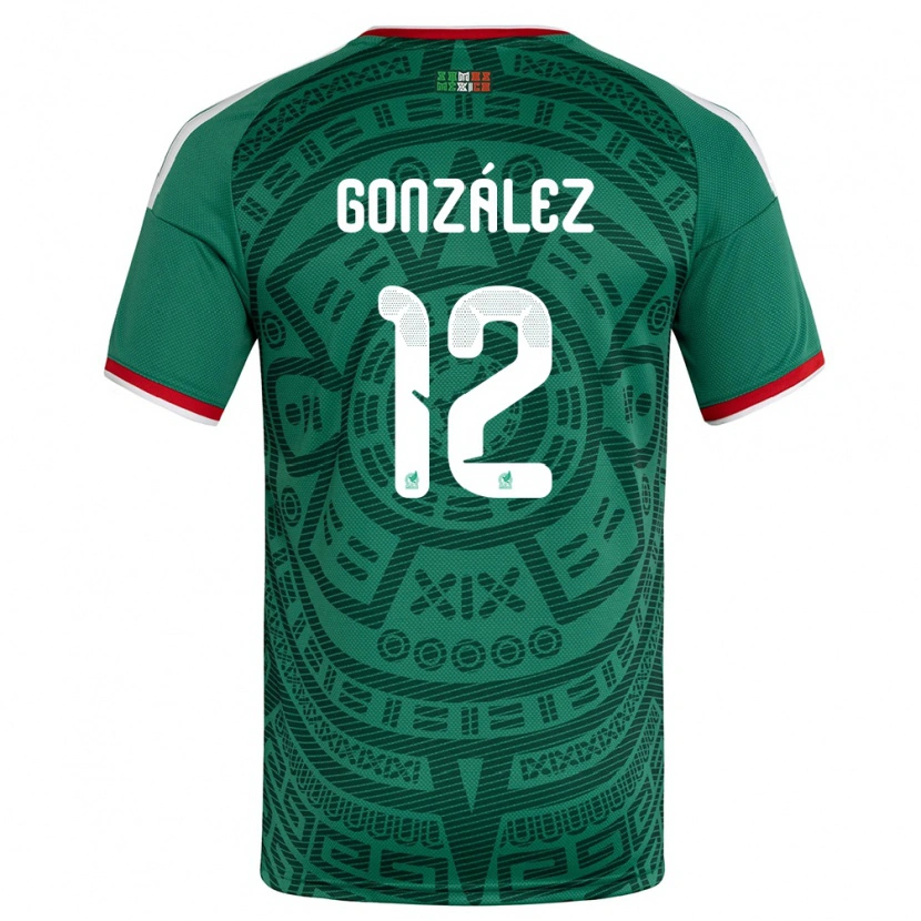 Danxenレディースメキシコイツェル・ゴンサレス#12緑 白 赤ホームシャツ26-28ジャージーユニフォーム