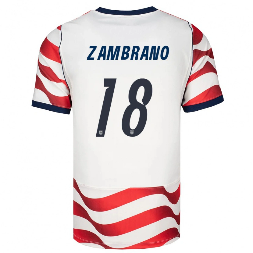 Danxenレディースアメリカ合衆国マルコス・サンブラーノ・デルガード#18赤 白 黒ホームシャツ26-28ジャージーユニフォーム
