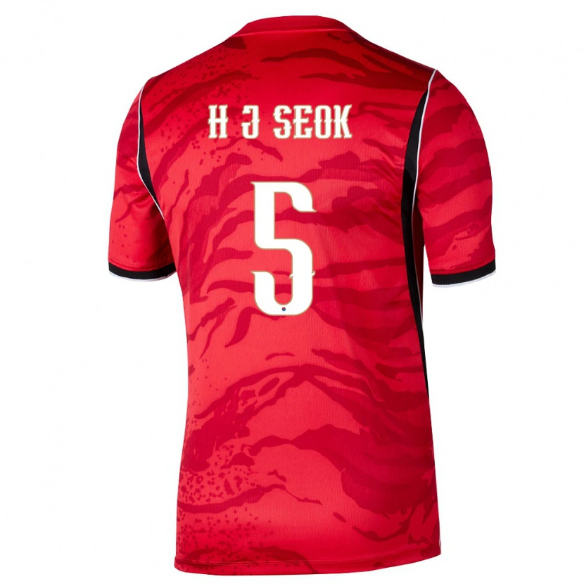 Danxenレディース韓国Ji-Hwan Seok#5赤 白 黒ホームシャツ26-28ジャージーユニフォーム