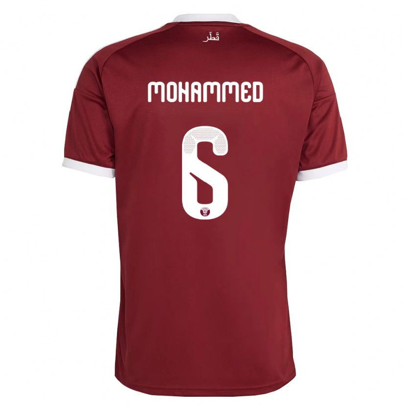 DanxenレディースカタールAbdulaziz Mohammed#6赤 バーガンディ 白ホームシャツ26-28ジャージーユニフォーム