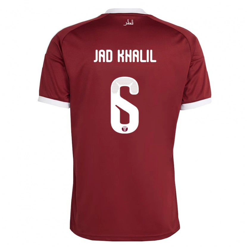 DanxenレディースカタールHadi Jad Khalil#6赤 バーガンディ 白ホームシャツ26-28ジャージーユニフォーム