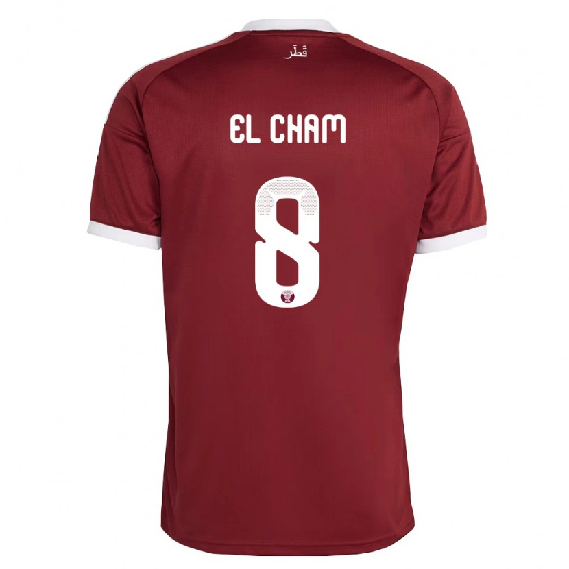 DanxenレディースカタールRichard El Cham#8赤 バーガンディ 白ホームシャツ26-28ジャージーユニフォーム
