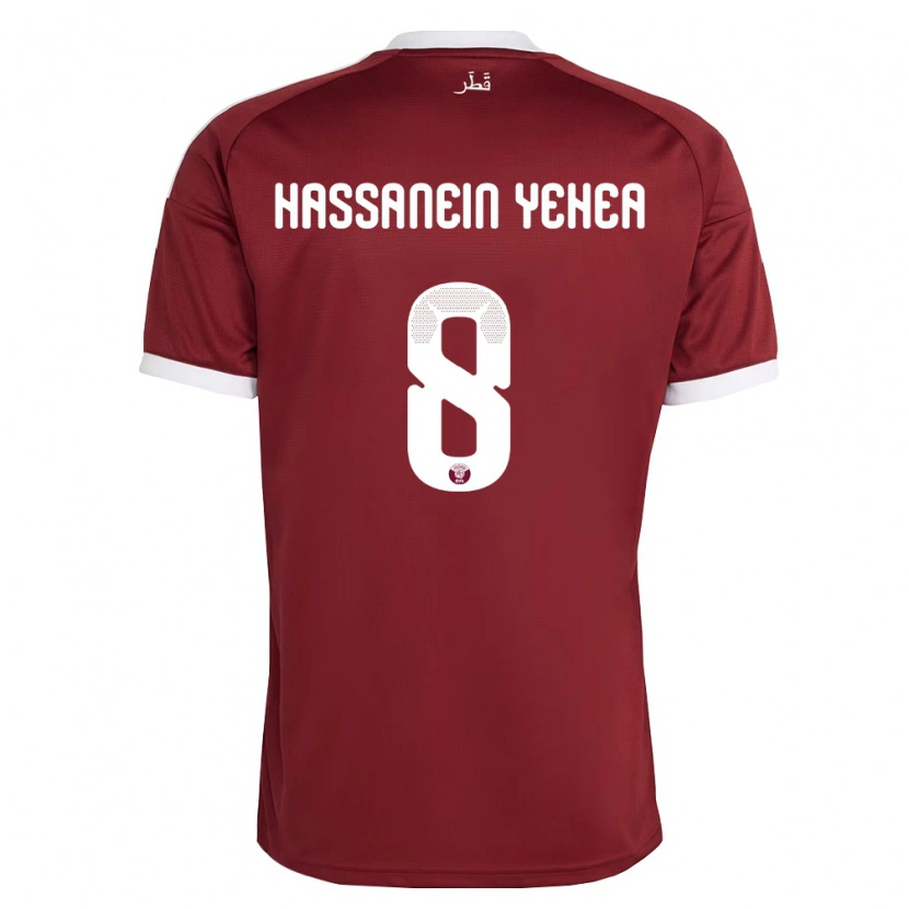 DanxenレディースカタールMohamed Hassanein Yehea#8赤 バーガンディ 白ホームシャツ26-28ジャージーユニフォーム