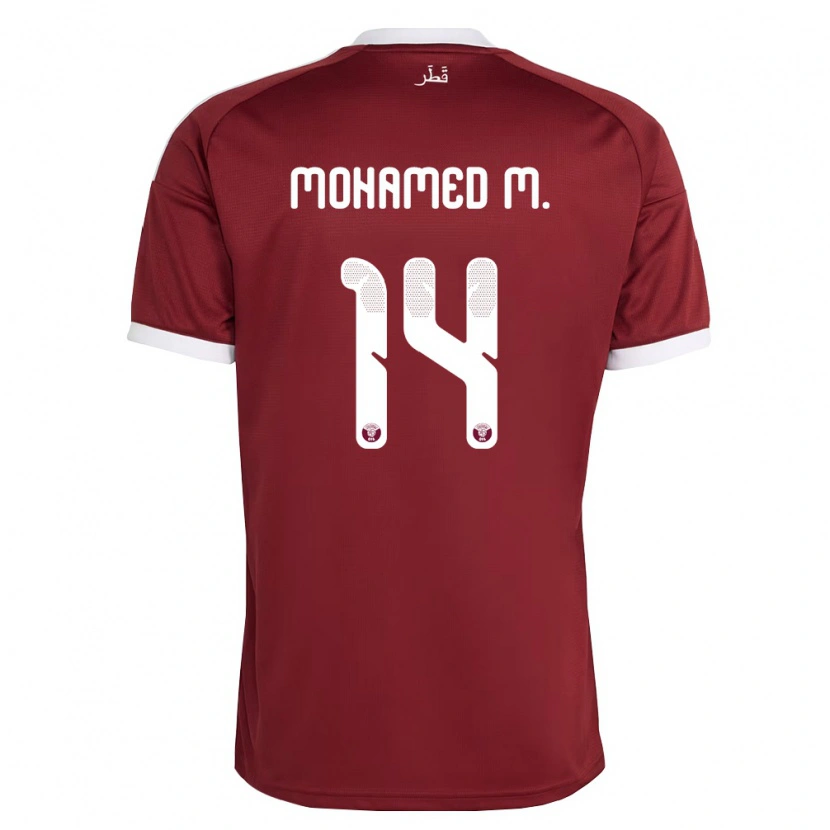 DanxenレディースカタールAbdalla Mohamed M.#14赤 バーガンディ 白ホームシャツ26-28ジャージーユニフォーム
