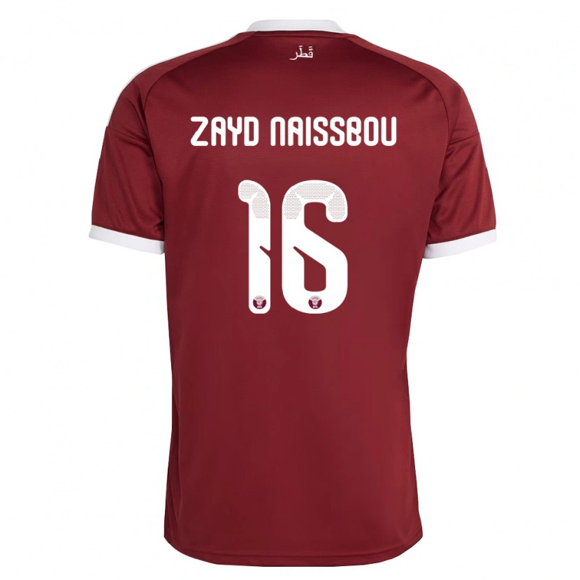 DanxenレディースカタールMohammed Zayd Naissbou#16赤 バーガンディ 白ホームシャツ26-28ジャージーユニフォーム