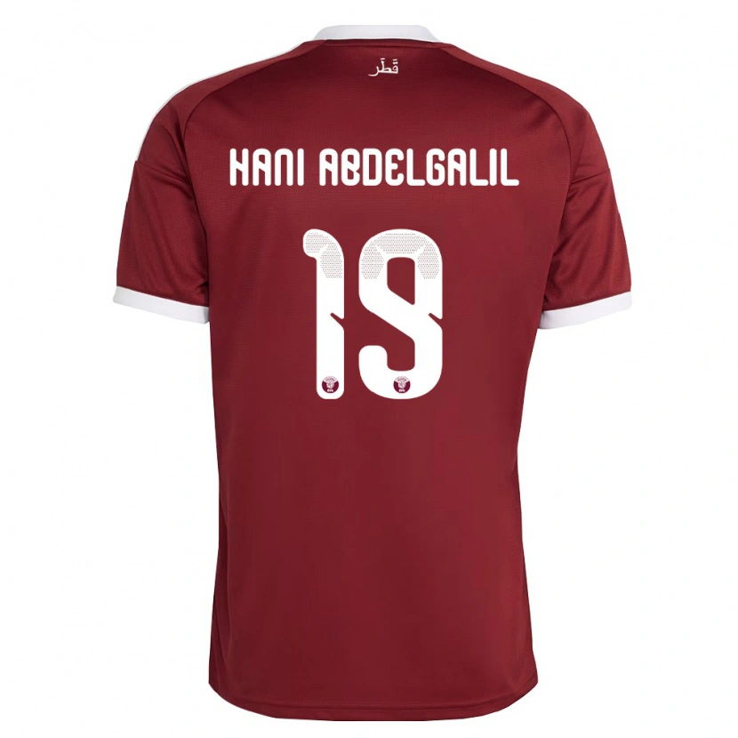 DanxenレディースカタールYoussef Hani Abdelgalil#19赤 バーガンディ 白ホームシャツ26-28ジャージーユニフォーム
