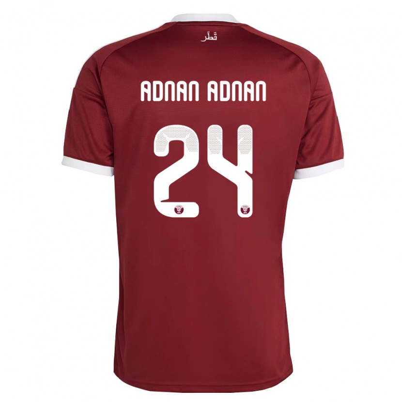 DanxenレディースカタールAdham Adnan Adnan#24赤 バーガンディ 白ホームシャツ26-28ジャージーユニフォーム
