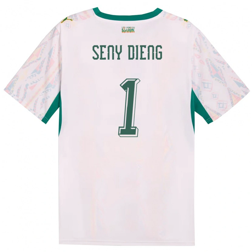 Danxenレディースセネガルセニー・ディエン#1白 緑 黄ホームシャツ26-28ジャージーユニフォーム
