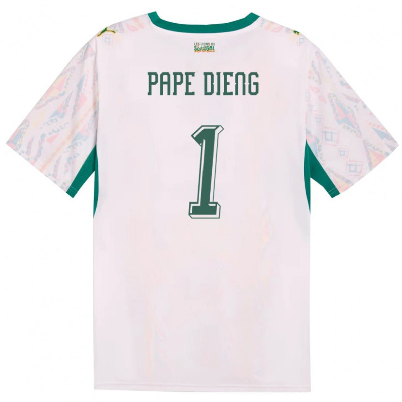 DanxenレディースセネガルPape Dieng#1白 緑 黄ホームシャツ26-28ジャージーユニフォーム