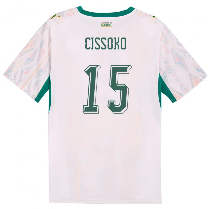 DanxenレディースセネガルIbrahima Cissoko#15白 緑 黄ホームシャツ26-28ジャージーユニフォーム