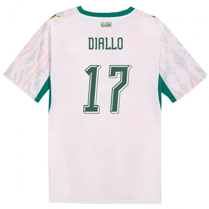 DanxenレディースセネガルIbrahima Diallo#17白 緑 黄ホームシャツ26-28ジャージーユニフォーム