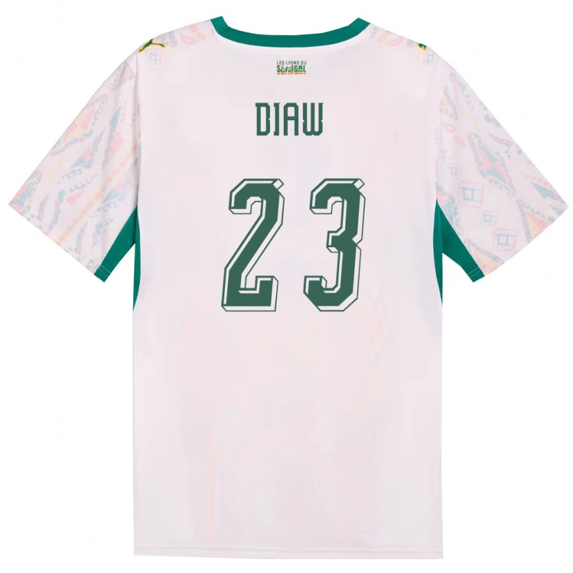 Danxenレディースセネガルモリー・ディアウ#23白 緑 黄ホームシャツ26-28ジャージーユニフォーム