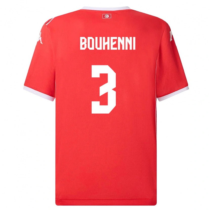 DanxenレディースチュニジアRayen Bouhenni#3赤 白ホームシャツ26-28ジャージーユニフォーム