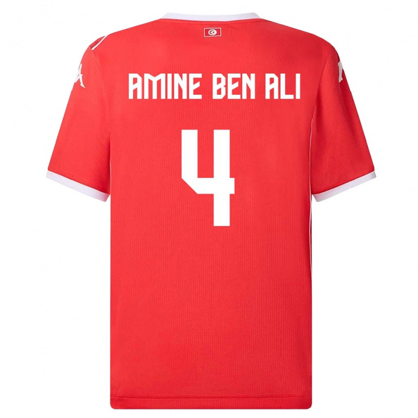 DanxenレディースチュニジアMohamed Amine Ben Ali#4赤 白ホームシャツ26-28ジャージーユニフォーム