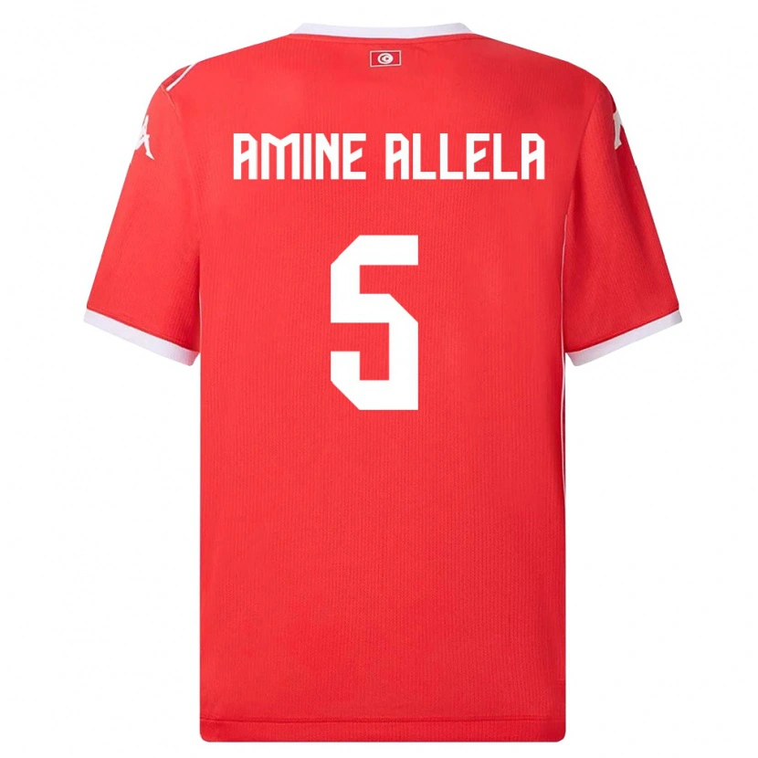 DanxenレディースチュニジアMohamed Amine Allela#5赤 白ホームシャツ26-28ジャージーユニフォーム