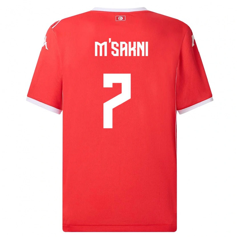 Danxenレディースチュニジアユセフ・ムサクニ#7赤 白ホームシャツ26-28ジャージーユニフォーム
